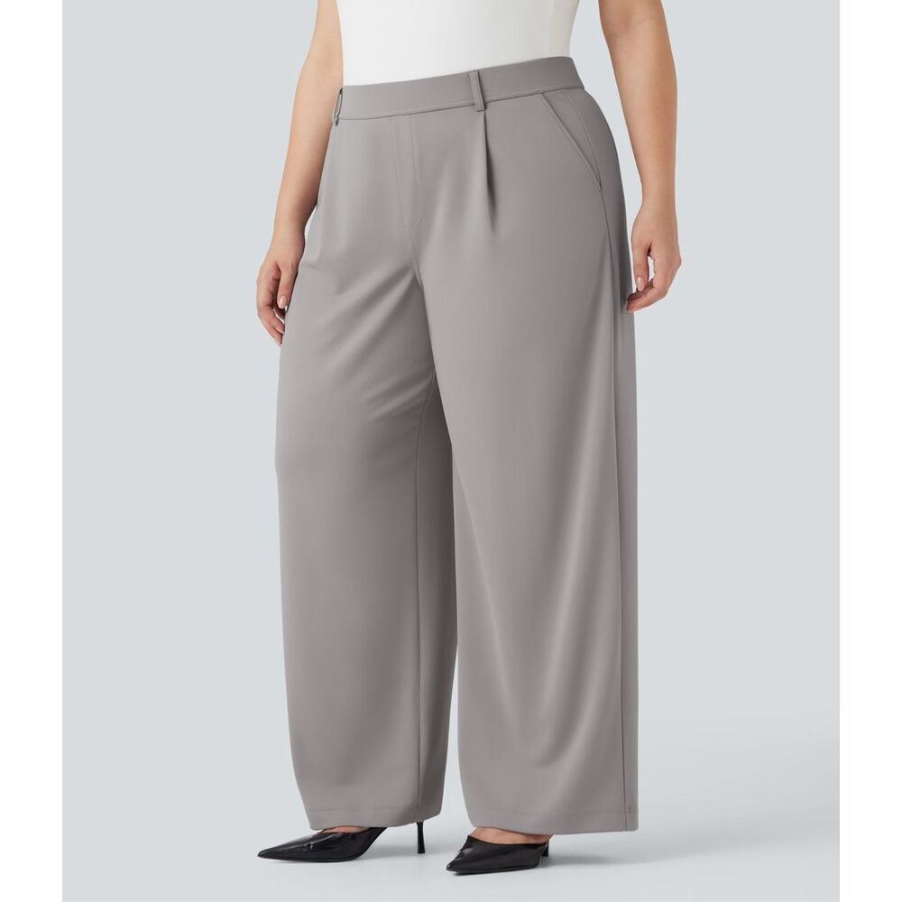 Halara Flex High Waisted Straight Leg Crepe Work Pants Sz 3X Gray